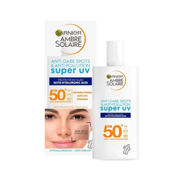Garnier Ambre Solaire Anti-Dark Spots and Anti-Pollution, Protection Fluid SPF50+, Super UV, 40ml