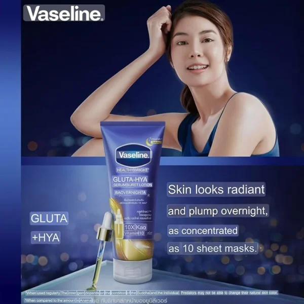 Vaseline Gluta Hya Serum Burst Lotion Over Night Radiance Repair Tube 300ml - Image 3